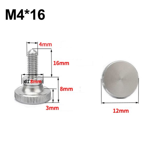 2 Pcs GB834 304 Stainless Steel Knurl Head Hand Tighten Glass Lock Thumb Screw