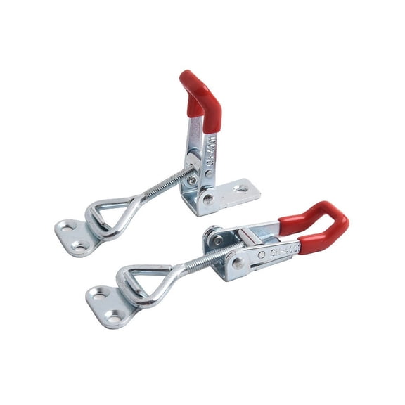 2 Pcs GH-4001 for TOGGLE Clamp for Industrial Use, Adjustable Pull Action Latch with Plastic Handle, Galvanized Iron Quick Release Locking Pliers for Welding Jigging Repairing, Silver Red, 90x40mm