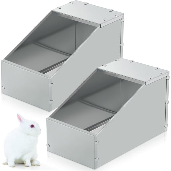 2 Pcs Galvanized Metal Rabbit Nesting Box Bunny Small Animal Nest with Removable Acrylic Floor Durable Easy to Clean for Indoor Outdoor Use Rabbit Supplies (18.5 * 10.6 * 10 Inch)