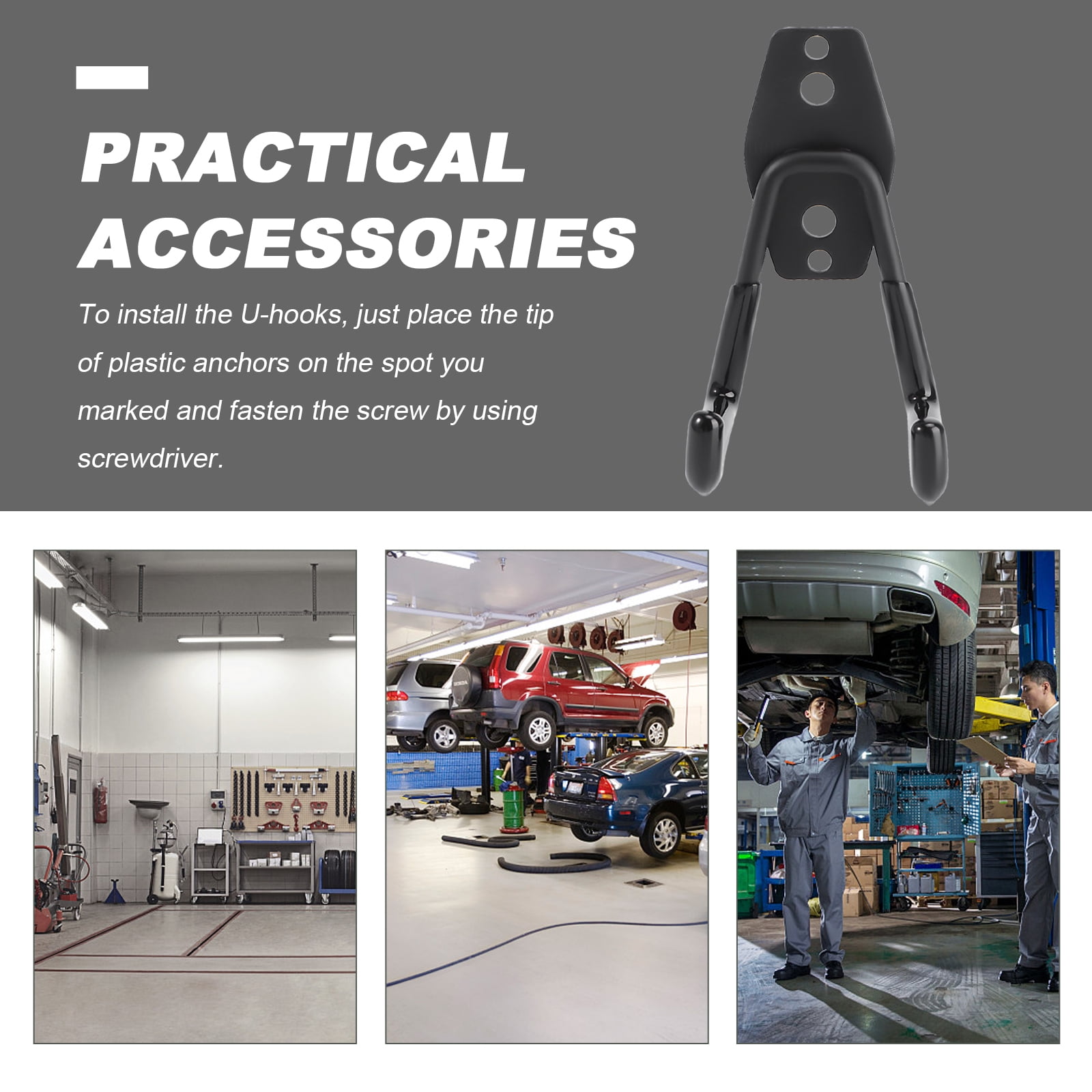 2 Pcs Garage Storage Utility Hooks Wall Mounted Hanging Hooks Metal U