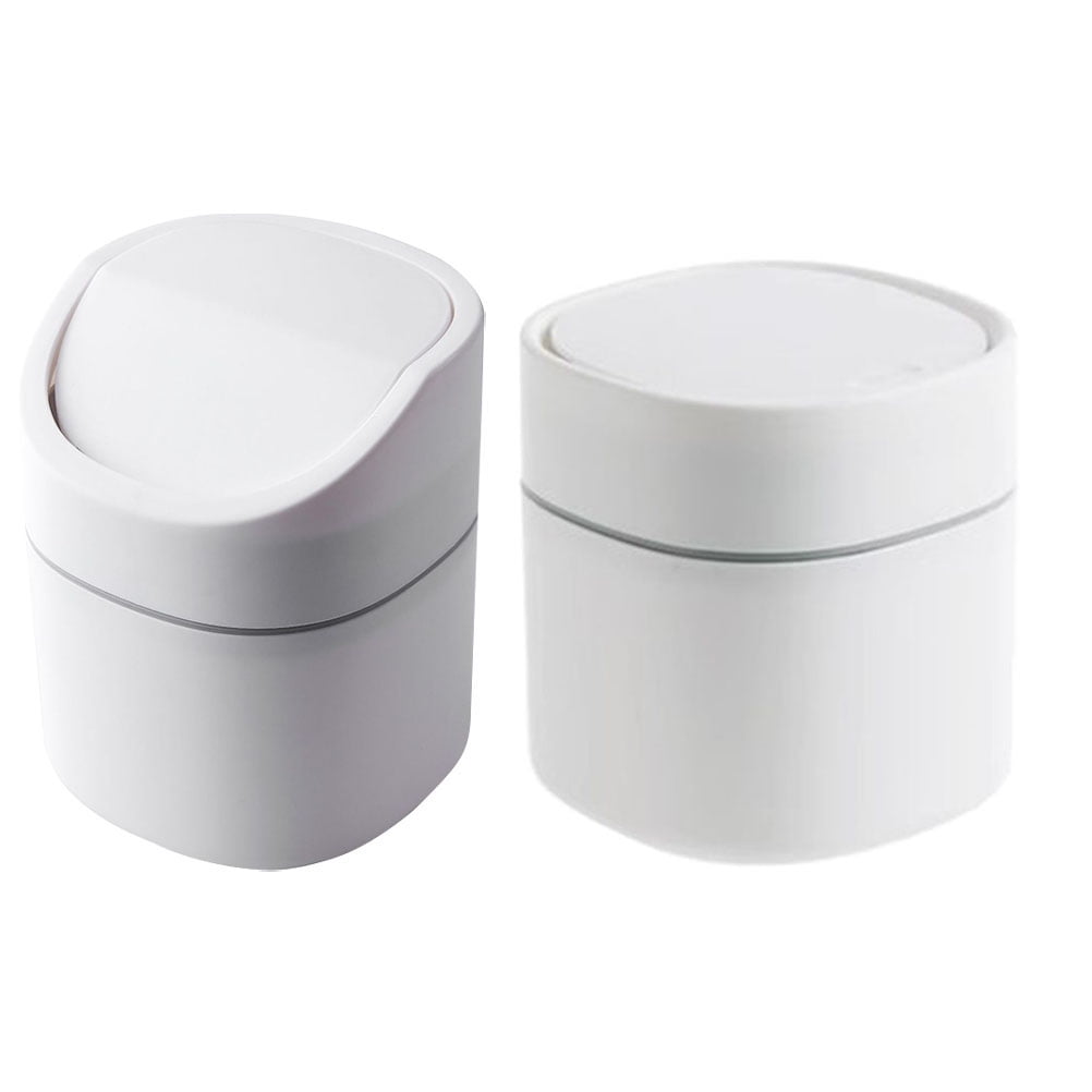 2 Pcs Garbage Cans for Bedrooms Desktop Trash Small with Lid Tabletop