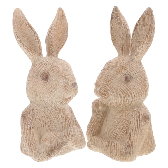 WRITWAA Cute Vintage Resin Bunny Figurines 2pcs Garden Decoration Miniature Statue
