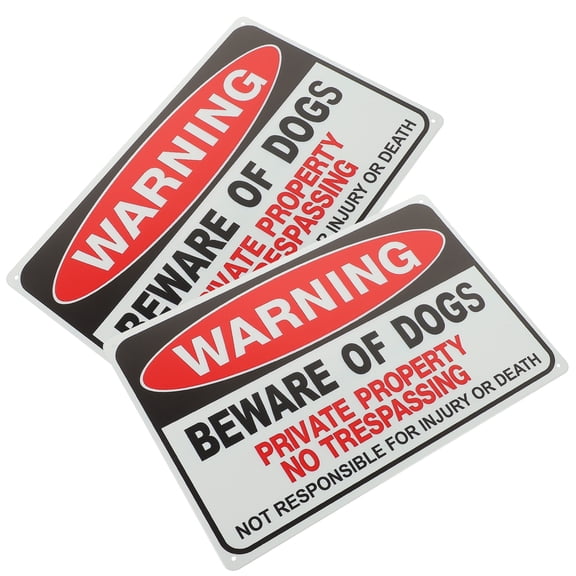 2 Pcs Garden Courtyard Dog Warning Sign Careful Guardian Filler Bark Please