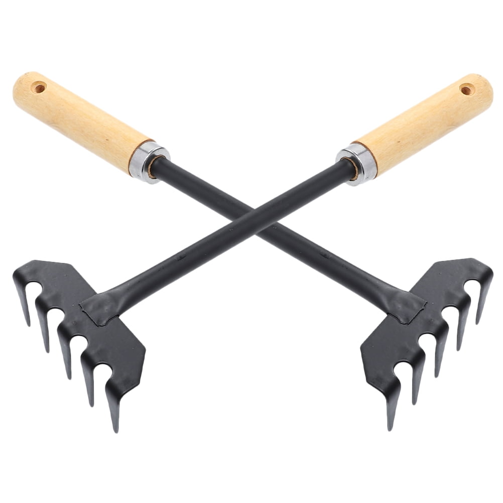 2 Pcs Gardening Tools Hand Leaf Rake Small Rakes for Beds Gravel