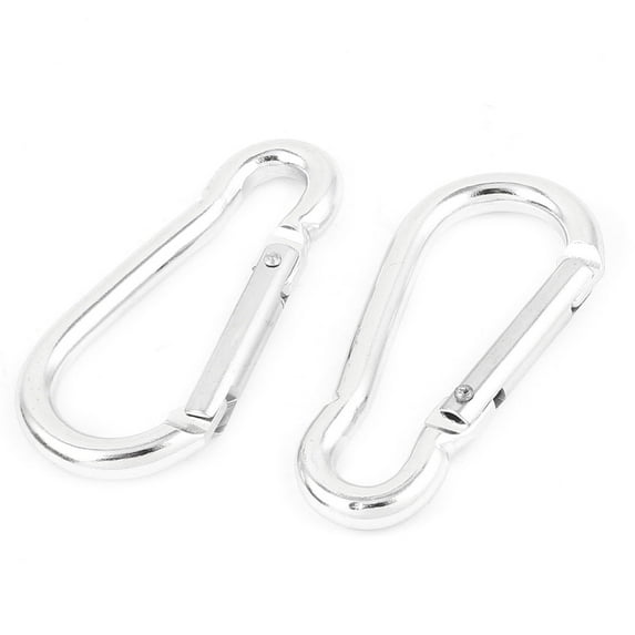 2 Pcs Gate Key Ring Spring Loaded Clasp Carabiner Hook Clip Silver Tone