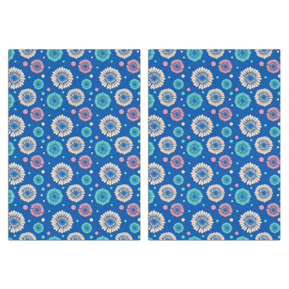 2 Pcs Geometric Flower and Dot Blue Pattern Funny Kitchen Towels, Microfiber Dish Towels, Kitchen Tea Towels Set 18" X 26"