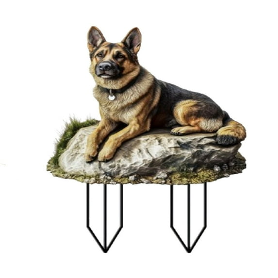 2 Pcs German Dog Puppy Statue Garden Decor, German Shepherd Figurine, Acrylic Decorative Potted