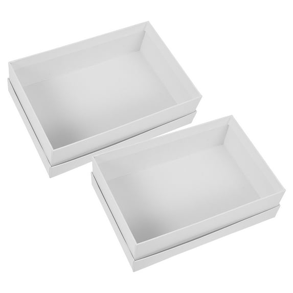 2 Pcs Gift Boxes White for Presents Necklace Cardboard Case with Lids Christmas Kraft Paper Packing Watch