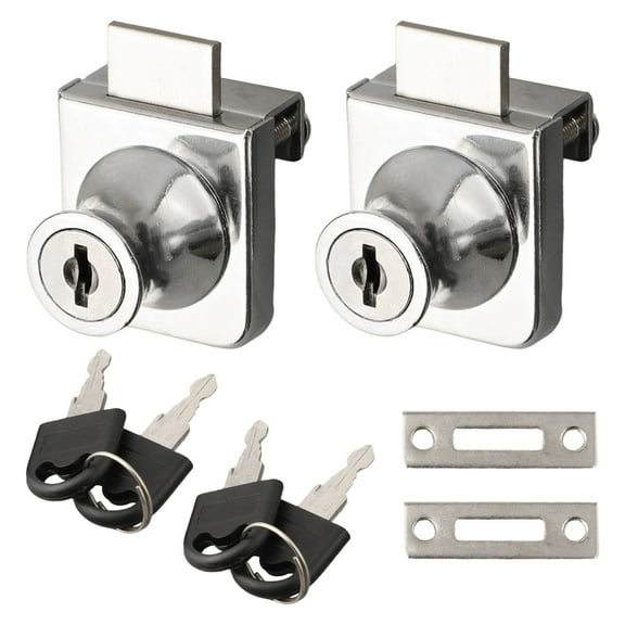 2 Pcs Glass Cabinet Lock Sliding Glass Door Locks Display Cabinet Lock With Key Showcase Sliding Door Safety Furniture Hardware