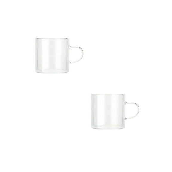 2 Pcs Glass Coffee Mugs, Clear Coffee Cups, Espresso Cups, Small Coffee Cup with Handle, Large Clear Glass Coffee Mugs for Water, Coffee, Tea, and Juice