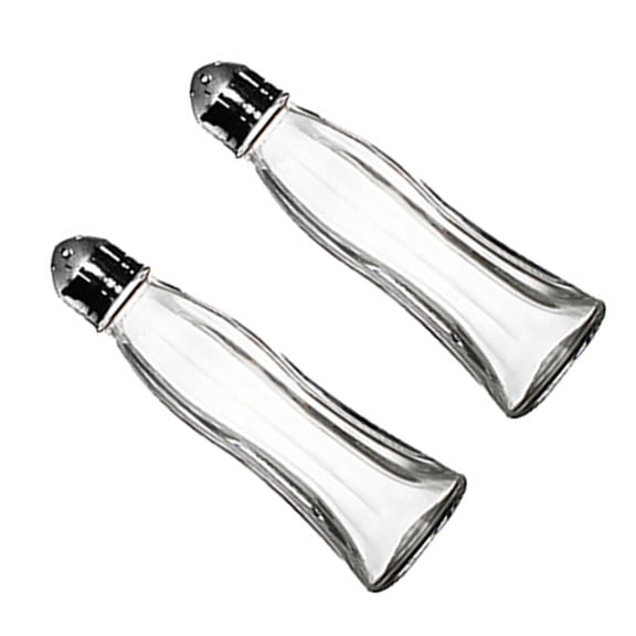 ifundom Transparent Glass and Stainless Steel Seasoning Storage Containers, 2 Pieces, Kitchen Spice Jars Set