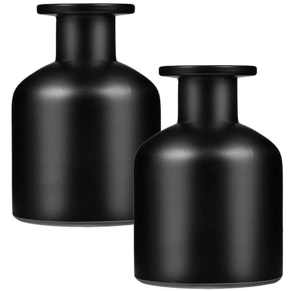 2 Pcs Glass Cylindrical Fireless Rattan Diffuser Aromatherapy Bottle Perfume Ornament Home Accents Decor Reed Bottles