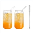 thumbnail image 1 of 2 Pcs Glass Drinking Glass Cup Coffee Cup With Straw, for Water,Iced Coffee,Milk,Tea,Juice, 1 of 5