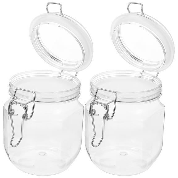 2 Pcs Glass Jar with Lid Pickle Pantry Jars Plastic Jugs Airtight Honey Bottle Containers for Food Small The Pet