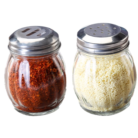 2 Pcs Glass Spices Shaker With Perforated Stainless Steel Top Bulk Swirl Retro Style Dispensers With Lids/Salt & Pepper Shakers