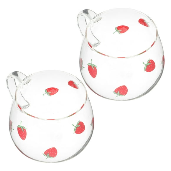 2 Pcs Glass Strawberry Cup Glasses Whiskey Milk Concentrate