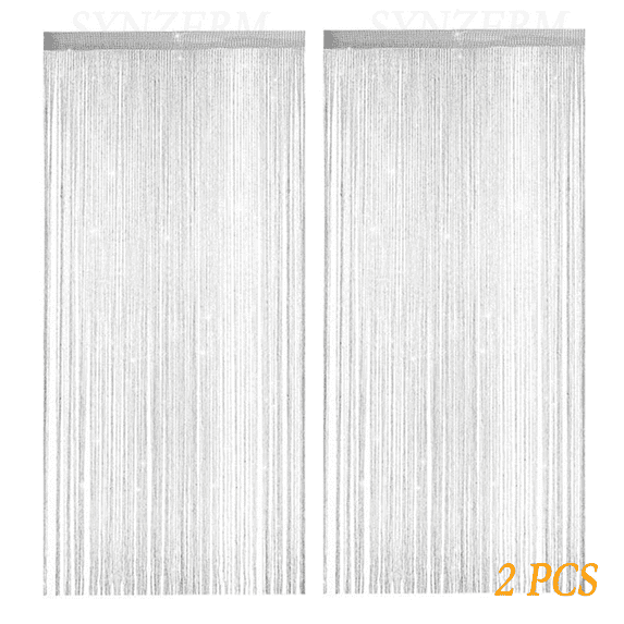 2 Pcs Glitter String Curtains Doorway Beads Curtains, 39 x 79 Inch Hanging Fringe Hippie Room Divider Door String Curtain Boho Doors Tassel for Doorways, Windows, Closet, Privacy Decor