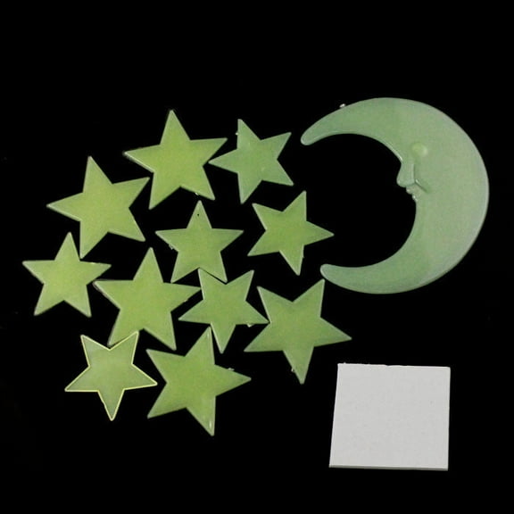 2 Pcs Glow in The Dark Star Wall Stickers - Self Adhesive Fluorescent Decals for Bedroom Ceiling Decor, Luminous Plastic Stickers for Room, Home & Party, Glow Stars