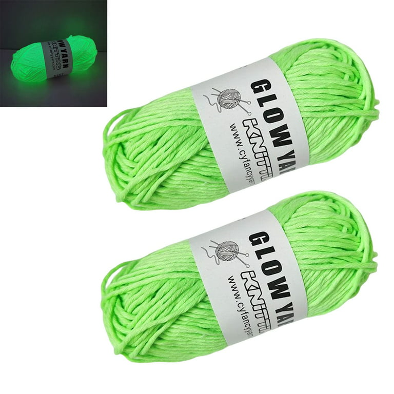2 Rolls Glow In The Dark Yarn For Crochet, Fluorescent Soft Yarn