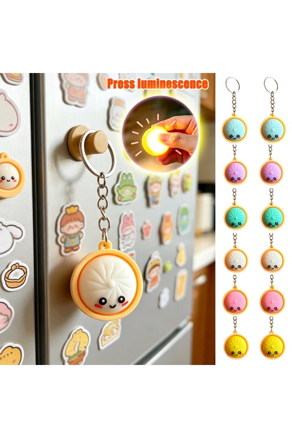 2 Pcs Glowing Dumpling Keychain, Mini Dumpling Squishies Stress Relief Fidget Clicker Keychain, Portable Click Fidget Toys for Adults at Work, Travel, Home