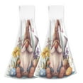 thumbnail image 1 of 2 Pcs Gnomes Flower Egg Kitchen Hand Towels with Hanging Loops Absorbent Soft Fast Drying Decor Bath Towels, 1 of 7