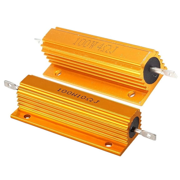 2 Pcs Gold Aluminum Clad Power Resistor Resistance 100W, 4 Ohm 4R & 10 Ohm 10R