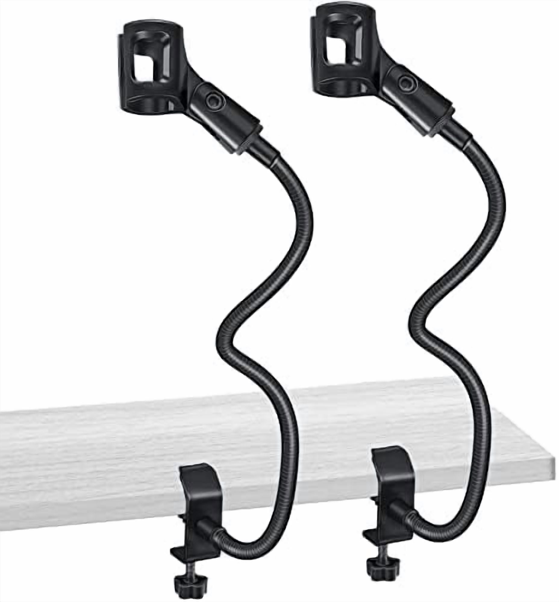 2 Pcs Gooseneck Mic Stand Mic Holder Microphone Stand Mount Adjustable Arm Adapter Podium Microphone Flexible Gooseneck Desktop 3/8 to 5/8 Inch with Clip Desk Clamp Music Recording Equipment