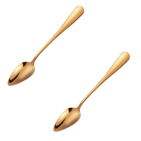 2 Pcs Grapefruit Spoons Stainless Steel Grapefruit Spoon Grapefruit Utensil, Serrated Edges Spoon Serrated Edge Stainless Steel Spoons to Easily Cut Citrus Fruits, 6.49x1.14 Inch, Rose Gold