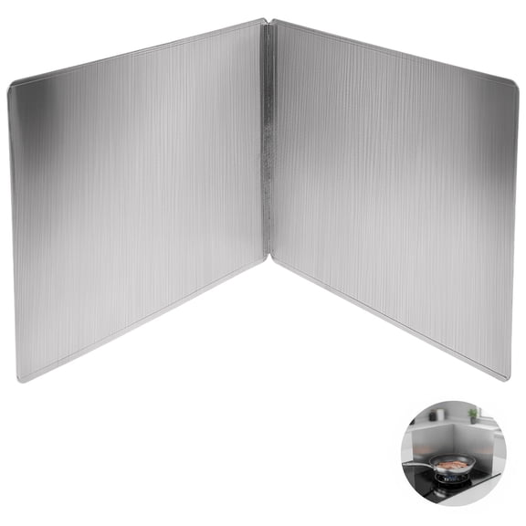2 Pcs Stove Backsplash, Foldable Stainless Steel Oil Splash Boards for Frying Pan, Anti-grease Cooking Heat Insulation Guard, 15.715.711.8"