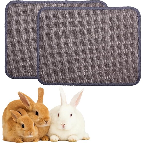 2 Pcs Grey Rabbit Scratcher Mat, Natural Sisal Cat Bunny Rabbit Scratching Pad, Rabbit Animal Scratch Pad Rug for Indoor Horizontal Cat Floor Scratching Mats Rug