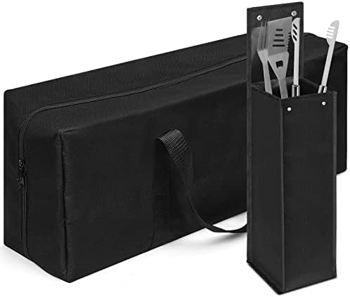 2 Pcs Grill Utensil Storage BBQ Tool Bag Foldable Oxford Grilling Carry