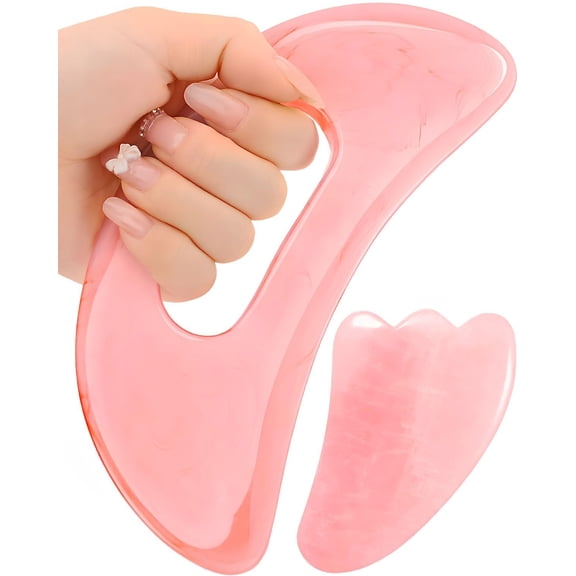 2 Pcs Gua Sha Massage Tool for Body Back,Lymphatic Drainage Anti Cellulite,Resin(Pink)