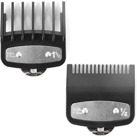 2 Pcs Guards for Wahl Clippers - Sizes 0.5 & 1.5, Essential Hair Accessories, Set With Clip 1/16 Inch and 3/16 Inch Replacement Standard Fitting Comb