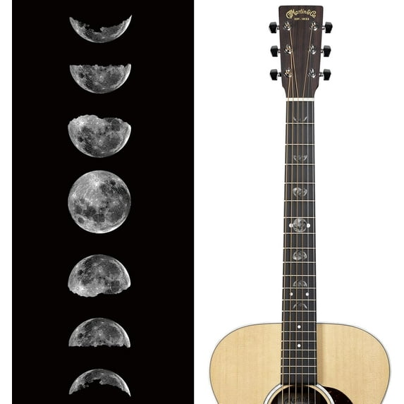 2 Pcs Guitar Decor Stickers Guitar Neck Sticker DIY Guitar Decor Removable Moon Phases Decals Acoustic Guitar Decoration Musical Guitar Bass Musical Instrument Shop Supplies