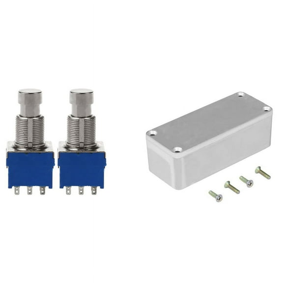 2 Pcs Guitar Effect Switches 9-Pin Guitar Effects Pedal & 1 Pcs Guitar Effects Aluminium Stomp Box
