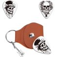 thumbnail image 1 of 2 Pcs Guitar Picks Gifts Skull Plectrum Guitar Stainless Steel Guitar Picks with PU Leather Guitar Picks Holder Skeleton Circus Plectrum Guitar Accessories for Guitar Lover, 1 of 8