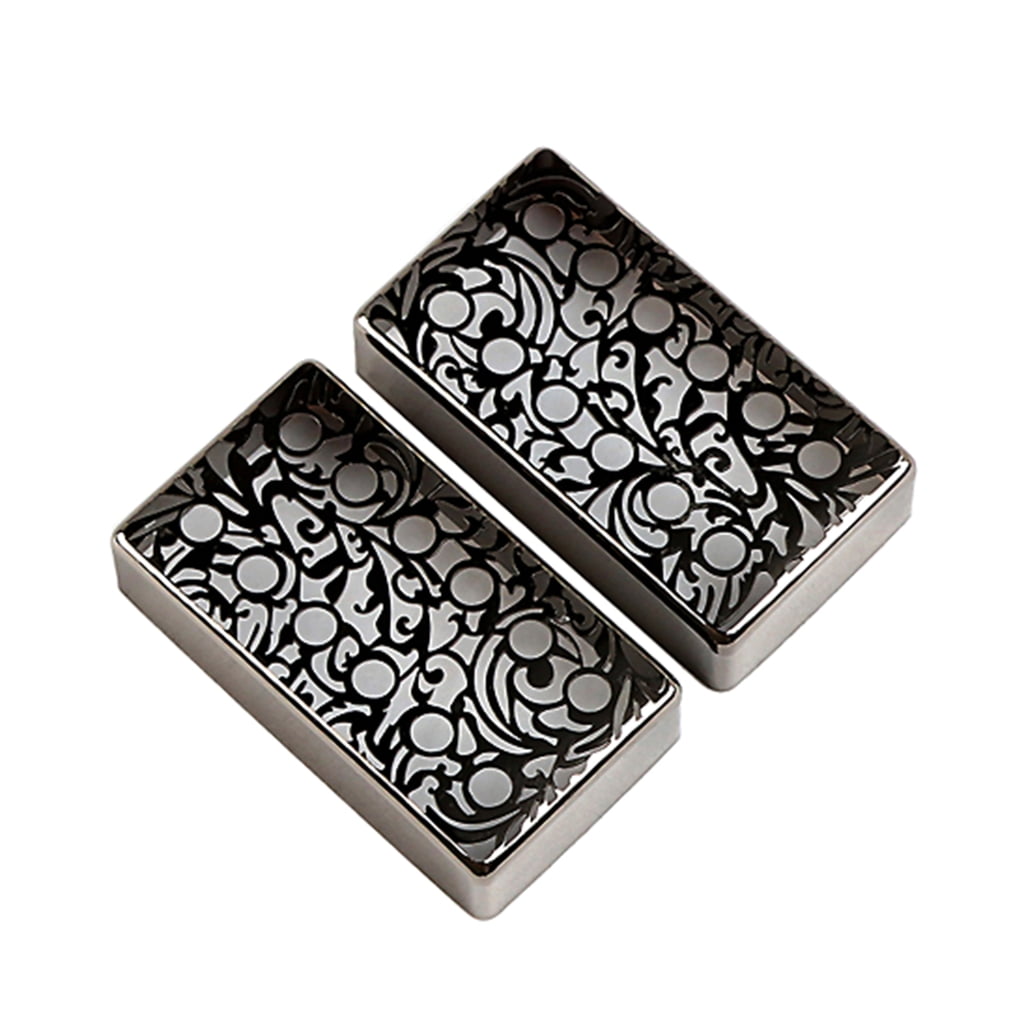 2 Pcs Lightweight Guitar Pickup Cover Engraved Flower Metal Guitar Humbuckers Cover Electric Guitar Replacement Part