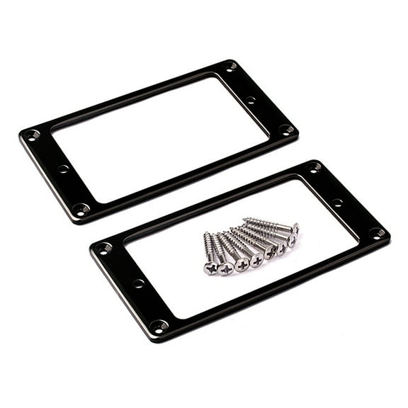 2pcs Flat Metal Humbucker Pickup Mounting Rings Frame with Screws 92x46mm Black