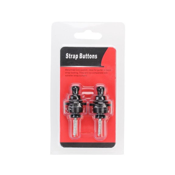 2 Pcs Guitar Strap Locks Round Head Buttons for Acoustic Electric Bass PartsBlack