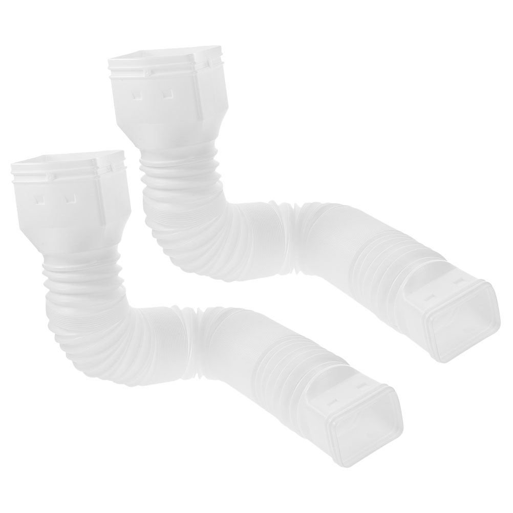 2 Pcs Gutter Downspout Hose Flexible Drain Pipe Drainage Retractable White Plastic