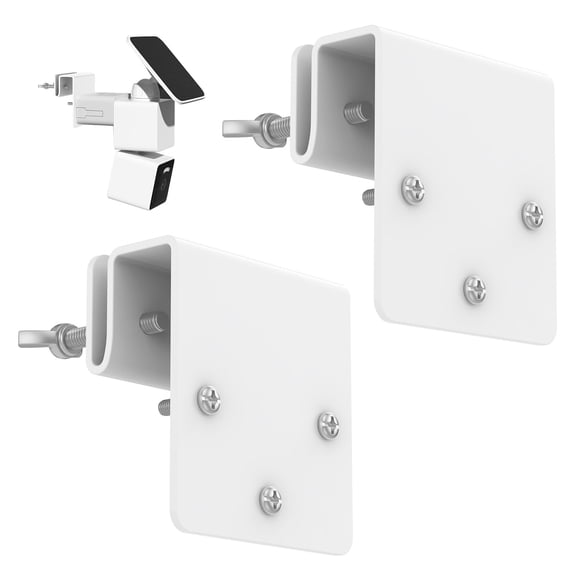 Gutter Mount for WYZE Solar Cam Pan, No Drill Metal Security Camera Bracket, Weatherproof Outdoor Eave Clamp, 2 Pack, White