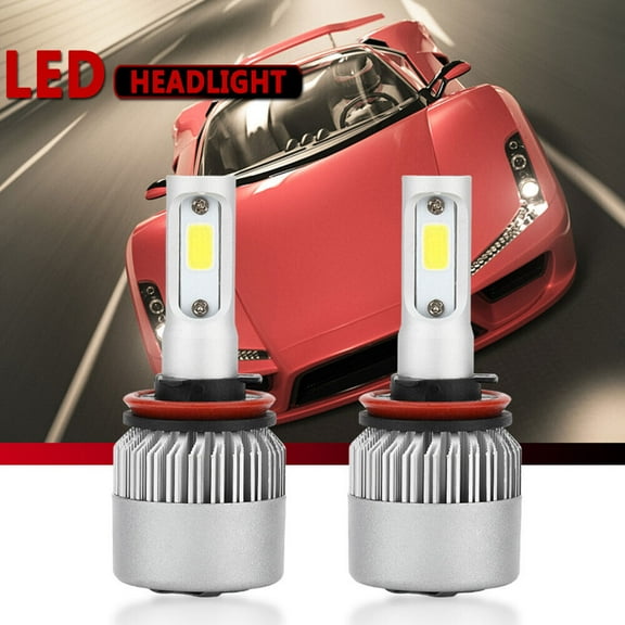 2 Pcs H11 LED Headlight 6000K Low Beam Bulb Conversion Kit Crystal Xenon White
