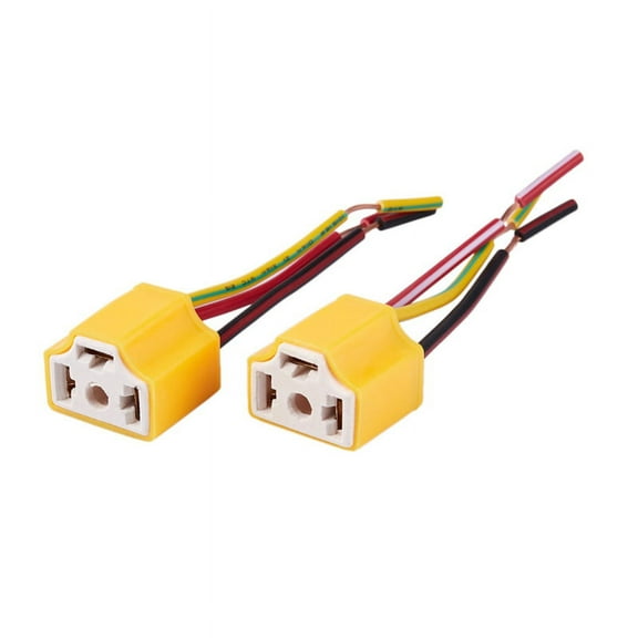 2 Pcs H4 9003 HB2 Female Ceramic Wire Harness Headlight Sockets Plug,Yelow