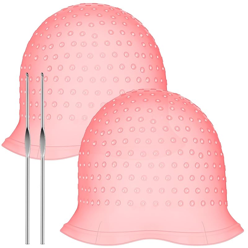2 Pcs Hair Coloring Highlighting Cap Reusable Silicone Highlight Cap ...