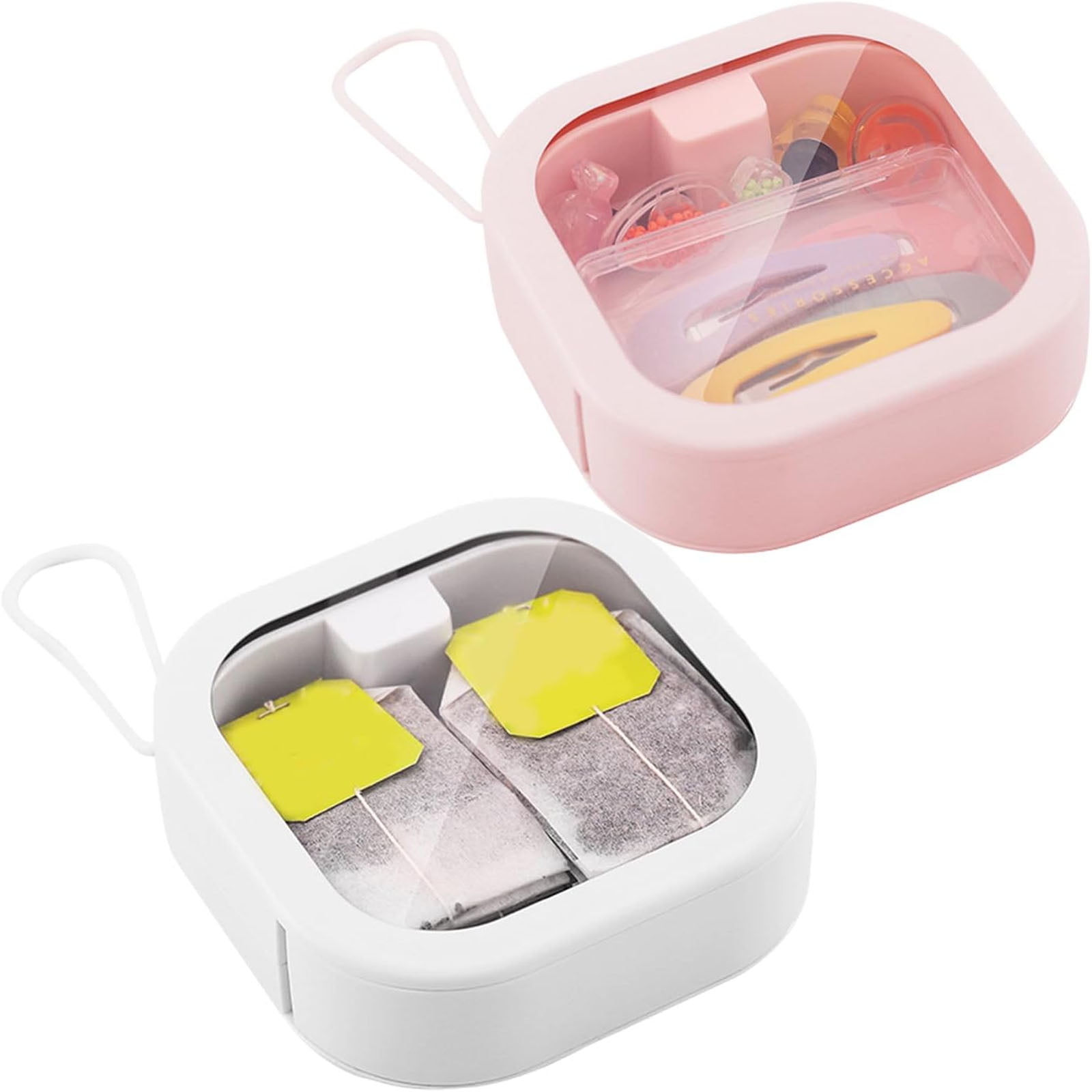 2 Pcs Hair Tie Organizer Cotton Swab Dispenser Qtip Holder Dispenser