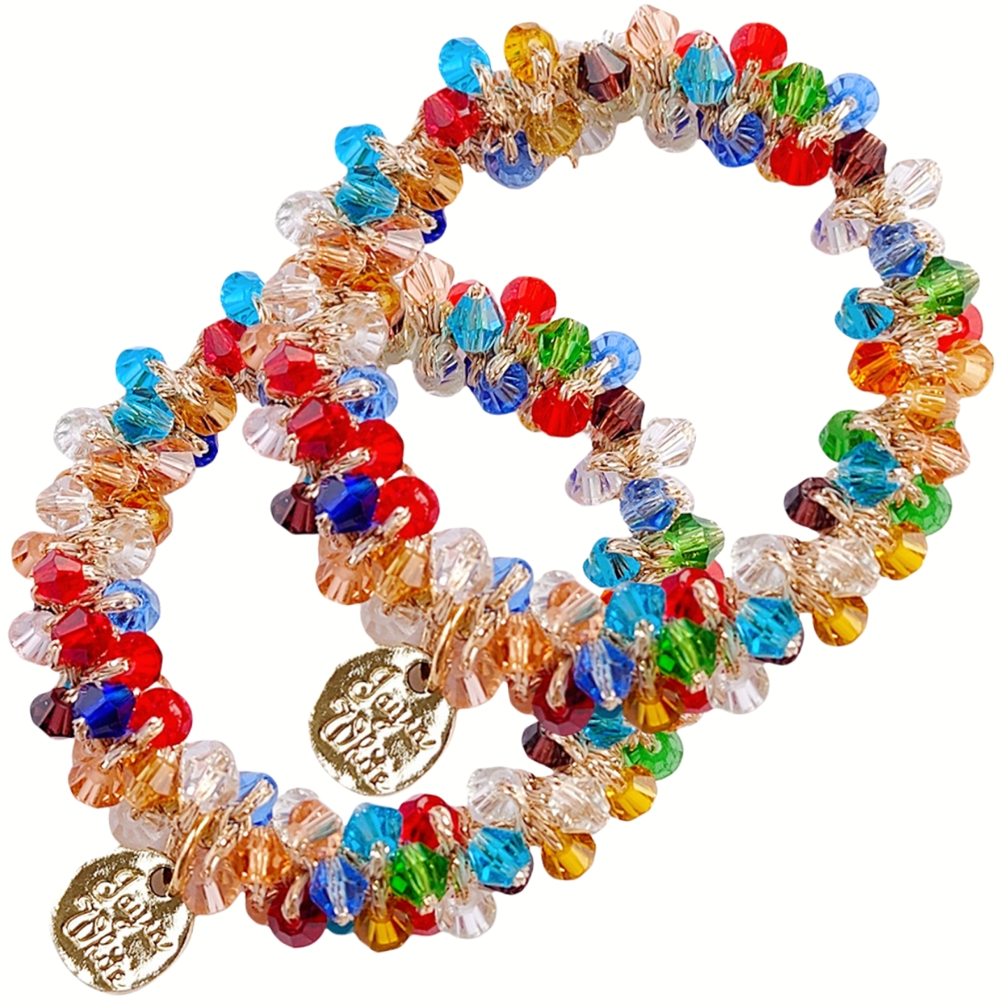 2 Pcs Hair Ties Elastic Hair Scrunchies Hold Crystal Bulk Hair Ropes Stretchy Handmade Boho Hair Accessories for Women Girls, Colored crystal