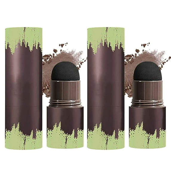 2 Pcs Hairline Powder Stick, Hair Shadow and Root Touch Up Powder, Waterproof Hair Shading Sponge Pen Filler Powder for Cover Gray Hair Root, Hair Touch-Up, Thin Hair, Mocha Brown
