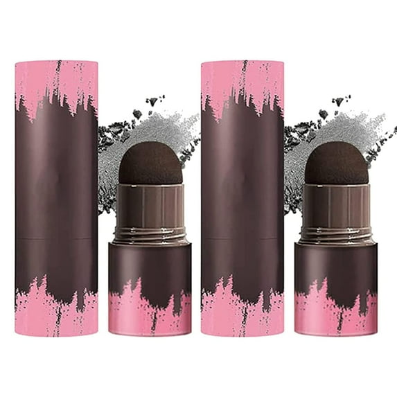2 Pcs Hairline Powder Stick, Hair Shadow and Root Touch Up Powder, Waterproof Hair Shading Sponge Pen Filler Powder for Cover Gray Hair Root, Hair Touch-Up, Thin Hair, Pearl Black