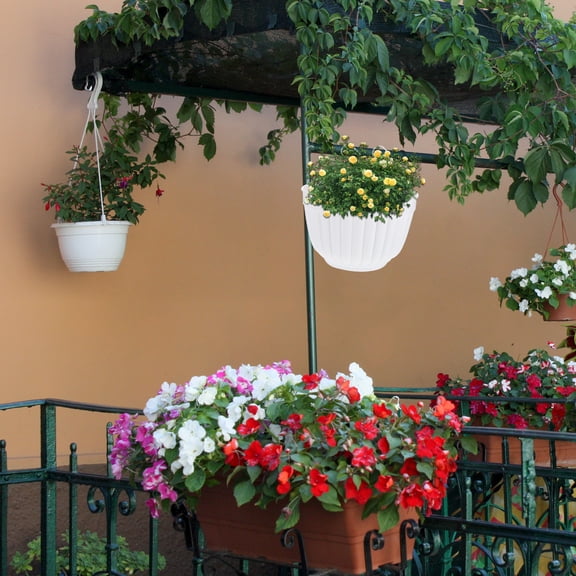 2 Pcs Half Round Planter Hanging Pot Semicircle Wall Flowerpot