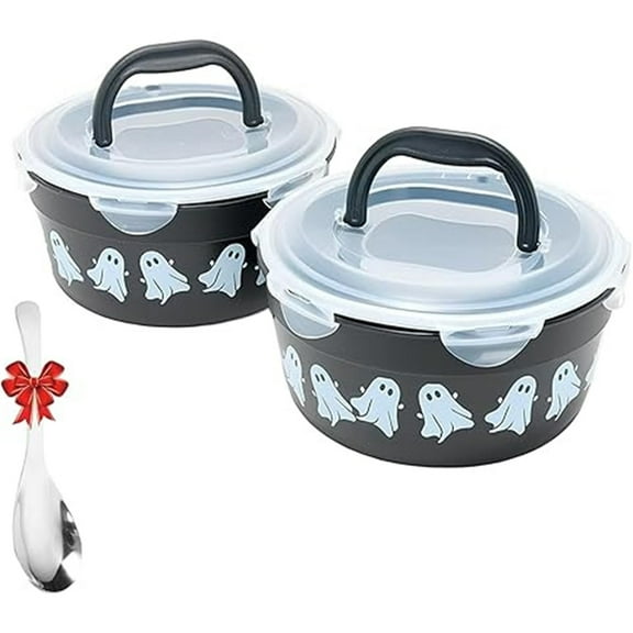 2 Pcs Halloween Candy Bowls Stackable Storage Containers with Lids Multi Purpose Candy Dish Snack Holder for Halloween Party and Home Decoration